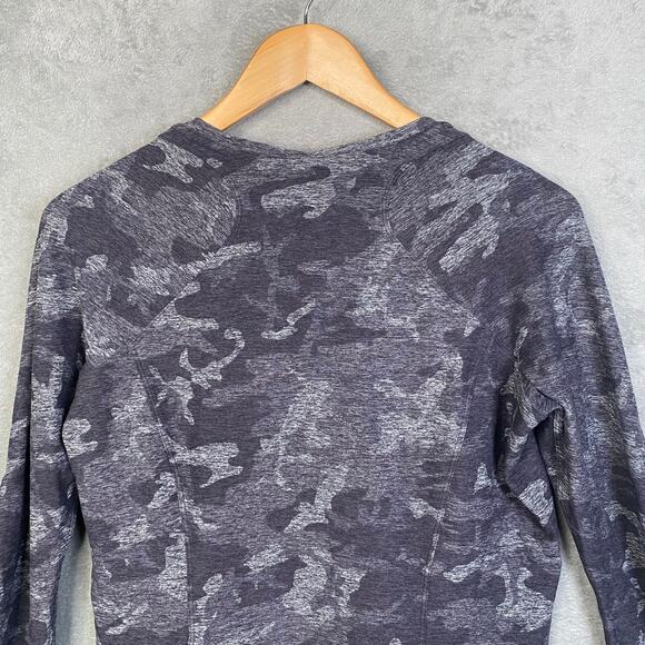 Lululemon Women Runderful Long Sleeve Shirt Size 12 Incognito Camo Activewear - Picture 6 of 11